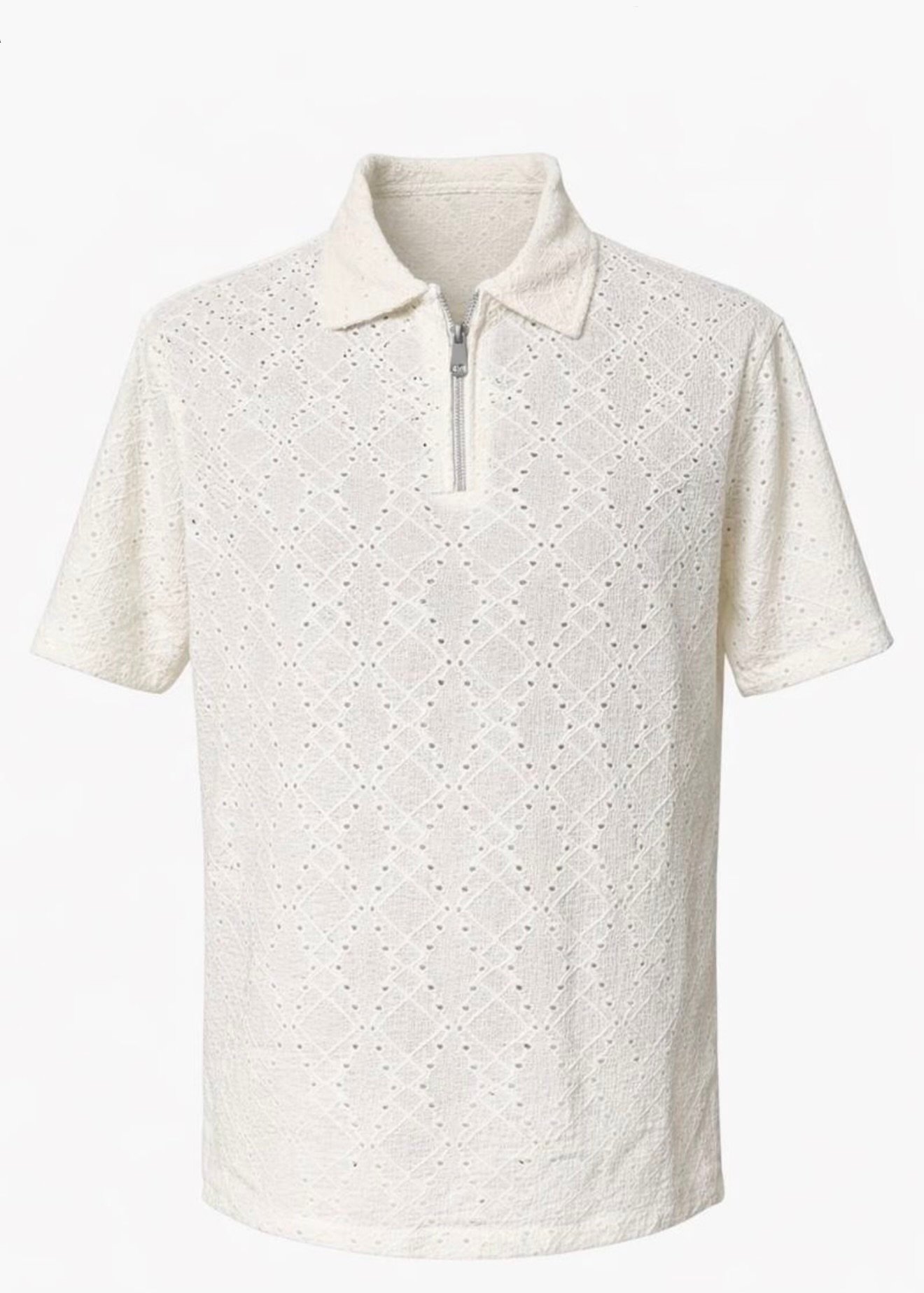zip-collar polo shirt